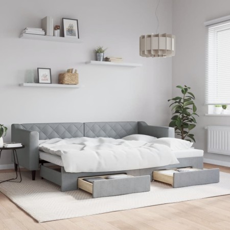 Sofá cama nido con cajones tela gris claro 80x200 cm de vidaXL, Camas y somieres - Ref: Foro24-3197457, Precio: 285,75 €, Des...