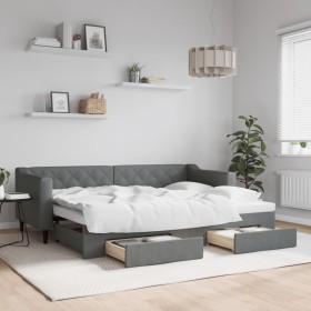 Sofá cama nido con cajones tela gris oscuro 80x200 cm de vidaXL, Camas y somieres - Ref: Foro24-3197458, Precio: 289,88 €, De...