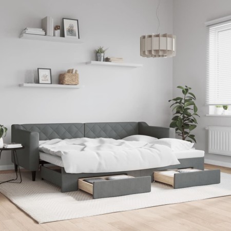 Sofá cama nido con cajones tela gris oscuro 80x200 cm de vidaXL, Camas y somieres - Ref: Foro24-3197458, Precio: 289,88 €, De...