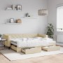 Sofá cama nido con cajones tela color crema 80x200 cm de vidaXL, Camas y somieres - Ref: Foro24-3197461, Precio: 289,69 €, De...