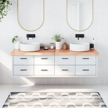 Encimera baño madera maciza tratada marrón claro 180x40x(2-6)cm de vidaXL, Encimeras - Ref: Foro24-3156164, Precio: 122,61 €,...