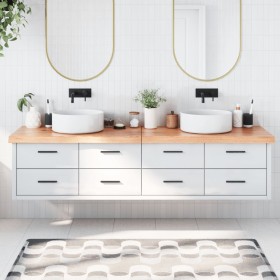 Encimera baño madera maciza tratada marrón claro 200x40x(2-6)cm de vidaXL, Encimeras - Ref: Foro24-3156172, Precio: 135,47 €,...