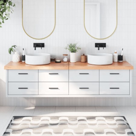 Encimera baño madera maciza tratada marrón claro 200x40x(2-6)cm de vidaXL, Encimeras - Ref: Foro24-3156172, Precio: 135,47 €,...