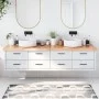 Encimera baño madera maciza tratada marrón claro 200x40x(2-6)cm de vidaXL, Encimeras - Ref: Foro24-3156172, Precio: 133,71 €,...