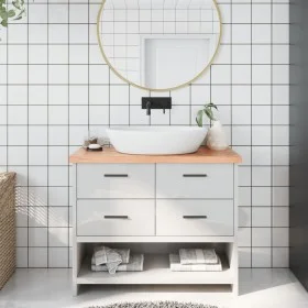 Encimera baño madera maciza tratada marrón claro 100x30x(2-4)cm by vidaXL, Countertops - Ref: Foro24-3156126, Price: 53,24 €,...