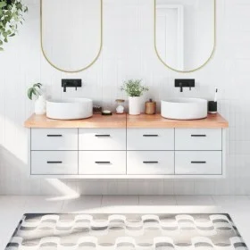 Encimera baño madera maciza tratada marrón claro 180x50x(2-6)cm de vidaXL, Encimeras - Ref: Foro24-3156166, Precio: 144,64 €,...
