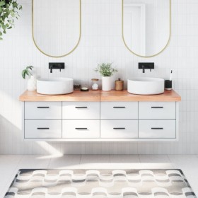 Encimera baño madera maciza tratada marrón claro 180x50x(2-6)cm de vidaXL, Encimeras - Ref: Foro24-3156166, Precio: 146,48 €,...