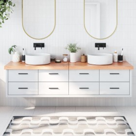 Encimera baño madera maciza tratada marrón claro 200x50x(2-6)cm de vidaXL, Encimeras - Ref: Foro24-3156174, Precio: 160,33 €,...