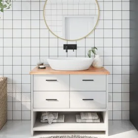 Light brown treated solid wood bathroom countertop 100x50x2 cm by vidaXL, Countertops - Ref: Foro24-3156131, Price: 82,56 €, ...