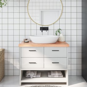 Encimera baño madera maciza tratada marrón claro 100x40x(2-6)cm de vidaXL, Encimeras - Ref: Foro24-3156130, Precio: 86,94 €, ...