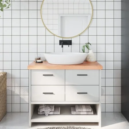 Encimera baño madera maciza tratada marrón claro 100x50x(2-6)cm de vidaXL, Encimeras - Ref: Foro24-3156133, Precio: 87,48 €, ...