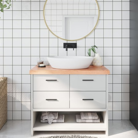 Encimera baño madera maciza tratada marrón claro 100x50x(2-6)cm de vidaXL, Encimeras - Ref: Foro24-3156133, Precio: 88,57 €, ...
