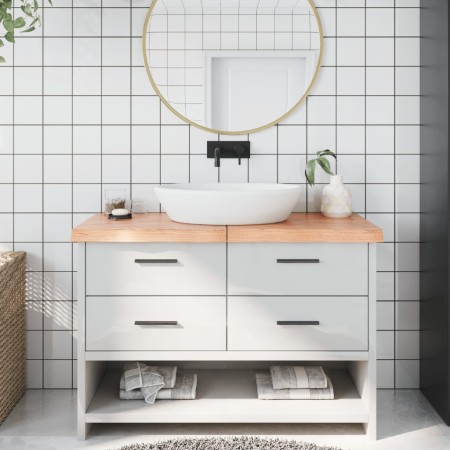Encimera baño madera maciza tratada marrón claro 120x40x(2-6)cm de vidaXL, Encimeras - Ref: Foro24-3156140, Precio: 87,02 €, ...