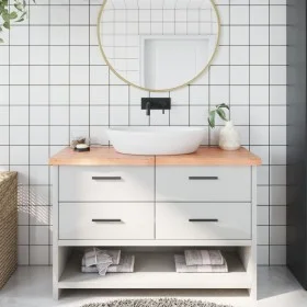 Encimera baño madera maciza tratada marrón claro 120x40x(2-4)cm by vidaXL, Countertops - Ref: Foro24-3156139, Price: 74,68 €,...
