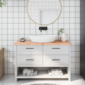 Encimera baño madera maciza tratada marrón claro 120x30x(2-4)cm de vidaXL, Encimeras - Ref: Foro24-3156137, Precio: 67,11 €, ...