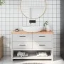 Badezimmerarbeitsplatte aus hellbraun behandeltem Massivholz, 120 x 30 x (2–4) cm von vidaXL, Arbeitsplatten - Ref: Foro24-31...