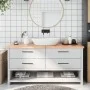 Massive Eichenholz-Badezimmer-Arbeitsplatte, hellbraun behandelt, 160x50x(2-4)cm. von vidaXL, Arbeitsplatten - Ref: Foro24-31...