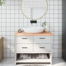 Encimera baño madera maciza tratada marrón claro 100x60x(2-6)cm de vidaXL, Encimeras - Ref: Foro24-3156136, Precio: 100,22 €,...