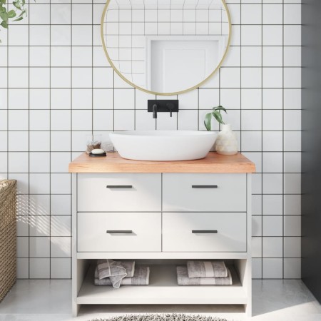 Encimera baño madera maciza tratada marrón claro 100x60x(2-6)cm de vidaXL, Encimeras - Ref: Foro24-3156136, Precio: 101,37 €,...