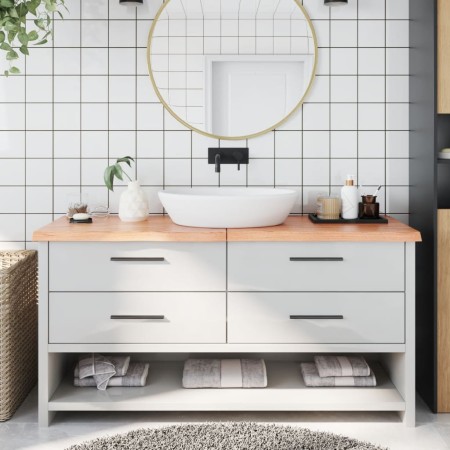 Encimera baño madera maciza tratada marrón claro 160x60x(2-4)cm de vidaXL, Encimeras - Ref: Foro24-3156159, Precio: 127,97 €,...