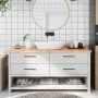 Light brown treated solid wood bathroom countertop 160x60x(2-4)cm by vidaXL, Countertops - Ref: Foro24-3156159, Price: 126,35...