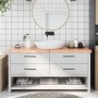 Encimera baño madera maciza tratada marrón claro 160x60x(2-6)cm de vidaXL, Encimeras - Ref: Foro24-3156160, Precio: 150,71 €,...