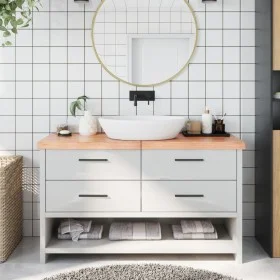 Encimera baño madera maciza tratada marrón claro 140x50x(2-6)cm de vidaXL, Encimeras - Ref: Foro24-3156150, Precio: 115,49 €,...