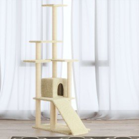 Rascador para gatos con postes de sisal color crema 155 cm en Mobiliario para gatos | Comprar online en Foru.es