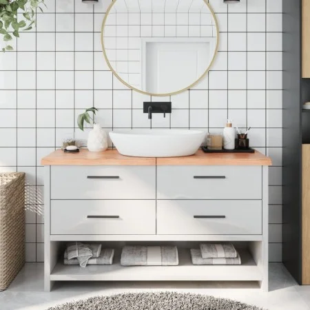 Encimera baño madera maciza tratada marrón claro 140x50x(2-4)cm de vidaXL, Encimeras - Ref: Foro24-3156149, Precio: 96,55 €, ...