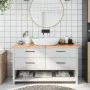 Encimera baño madera maciza tratada marrón claro 140x50x(2-4)cm de vidaXL, Encimeras - Ref: Foro24-3156149, Precio: 96,55 €, ...