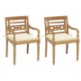 Sillas Batavia 2 uds teca maciza con cojines color crema de vidaXL, Sillas de jardín - Ref: Foro24-3062129, Precio: 255,25 €,...
