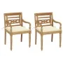 Sillas Batavia 2 uds teca maciza con cojines color crema de vidaXL, Sillas de jardín - Ref: Foro24-3062129, Precio: 246,02 €,...