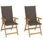 Sillas de jardín 2 uds con cojines taupe madera maciza de teca de vidaXL, Sillas de jardín - Ref: Foro24-3062384, Precio: 283...