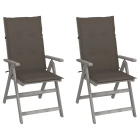 Liegende Gartenstühle, 2 Stück, Kissen aus massivem Akazienholz von vidaXL, Gartenstühle - Ref: Foro24-3064706, Preis: 152,44...