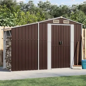 Cobertizo de jardín acero galvanizado marrón 277x93x179 cm de vidaXL, Cobertizos - Ref: Foro24-364520, Precio: 266,62 €, Desc...