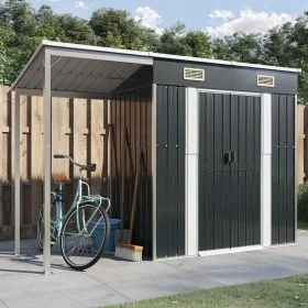 Cobertizo jardín tejado largo acero antracita 277x110,5x181 cm de vidaXL, Cobertizos - Ref: Foro24-364526, Precio: 242,76 €, ...
