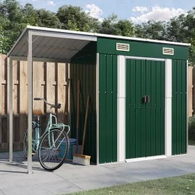 Cobertizo jardín tejado alargado acero verde 277x110,5x181 cm de vidaXL, Cobertizos - Ref: Foro24-364524, Precio: 220,97 €, D...