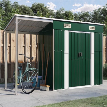 Cobertizo jardín tejado alargado acero verde 277x110,5x181 cm de vidaXL, Cobertizos - Ref: Foro24-364524, Precio: 234,82 €, D...