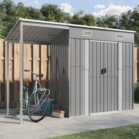 Cobertizo jardín tejado alargado acero gris 277x110,5x181 cm de vidaXL, Cobertizos - Ref: Foro24-364525, Precio: 249,25 €, De...