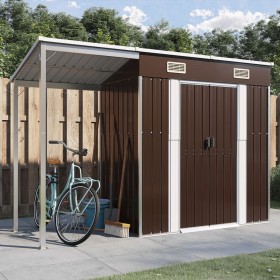 Cobertizo jardín tejado alargado acero marrón 277x110,5x181 cm de vidaXL, Cobertizos - Ref: Foro24-364527, Precio: 252,64 €, ...