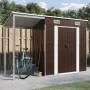 Cobertizo jardín tejado alargado acero marrón 277x110,5x181 cm de vidaXL, Cobertizos - Ref: Foro24-364527, Precio: 248,28 €, ...