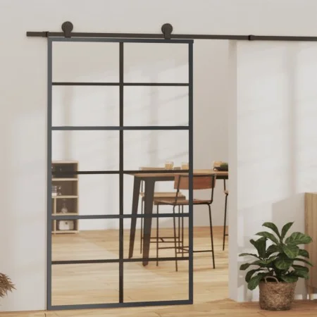 Puerta corredera con herrajes ESG vidrio y aluminio 102x205 cm de vidaXL, Puertas - Ref: Foro24-3081961, Precio: 227,50 €, De...