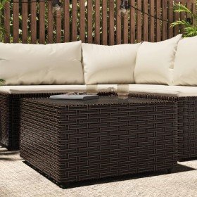 Mesa de centro jardín cuadrada ratán PE marrón 50x50x30 cm en Mesas de jardín | Comprar online en Foru.es