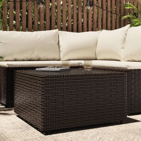 Mesa de centro jardín cuadrada ratán PE marrón 50x50x30 cm en Mesas de jardín | Comprar online en Foru.es