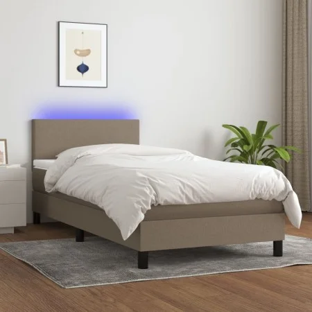 Cama box spring con colchón LED tela gris taupe 80x200 cm de vidaXL, Camas y somieres - Ref: Foro24-3132953, Precio: 298,95 €...