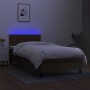 Cama box spring colchón y luces LED tela marrón oscuro 80x200cm de vidaXL, Camas y somieres - Ref: Foro24-3133112, Precio: 31...