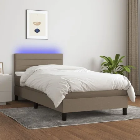 Cama box spring colchón y luces LED gris taupe 80x200 cm de vidaXL, Camas y somieres - Ref: Foro24-3133193, Precio: 294,04 €,...