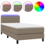 Cama box spring colchón y luces LED tela gris taupe 90x200 cm de vidaXL, Camas y somieres - Ref: Foro24-3133209, Precio: 319,...