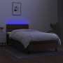 Cama box spring colchón y luces LED tela marrón oscuro 80x200cm de vidaXL, Camas y somieres - Ref: Foro24-3133432, Precio: 31...