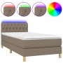 Cama box spring con colchón LED tela gris taupe 90x200 cm de vidaXL, Camas y somieres - Ref: Foro24-3133929, Precio: 321,51 €...